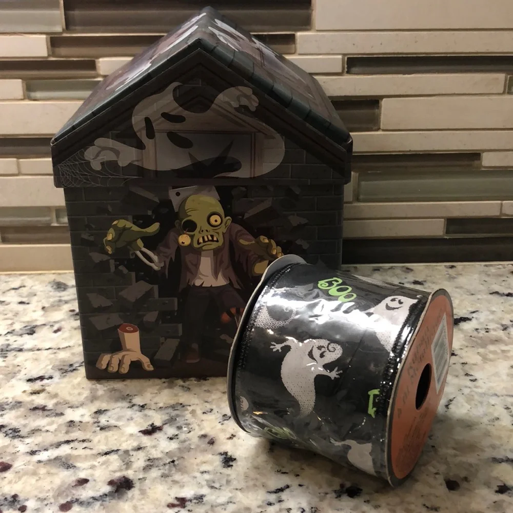 Halloween Frankenstein Ghosts Gift Box Wire Ribbon